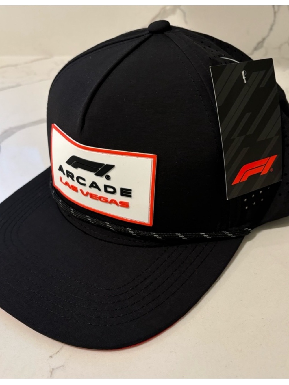 NEW F1 Arcade Performance Racing Hat Ball Cap Adjustable Strap Black White Red
